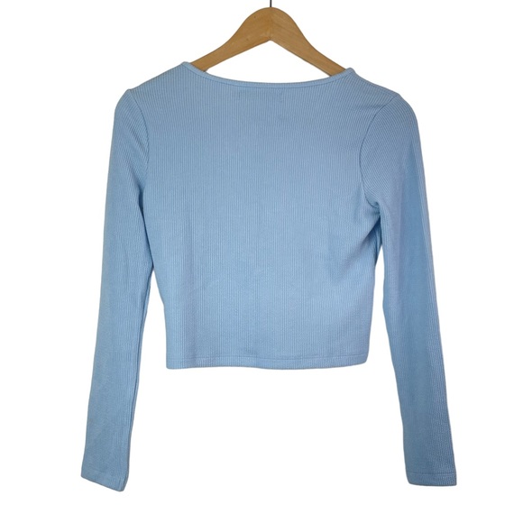 Lager 157 Hilja Ribbed Knit Open Front Single Button Long Sleeve Cropped Top New - Picture 5 of 15